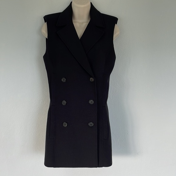 Veronica Beard black cotton oversized double breasted sleeveless vest size 4 - Picture 5 of 16